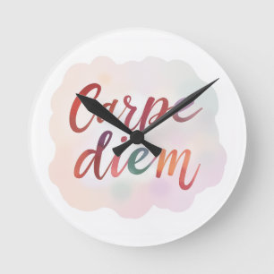 Products featuring a 'carpe diem' design round clock