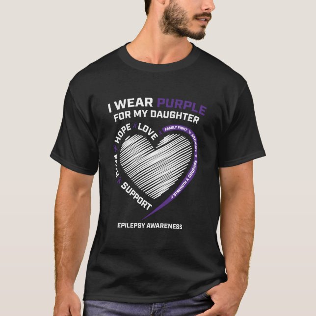 Products Mum Dad Purple Daughter Epilepsy Awarenes T-Shirt (Front)