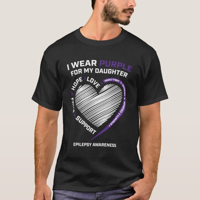 Products Mum Dad Purple Daughter Epilepsy Awarenes T-Shirt (Front)