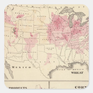 Products raised in 1870 Wheat Dairy Products Corn Square Sticker