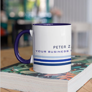 prof. 3 thin lines dark-blue modern business name mug