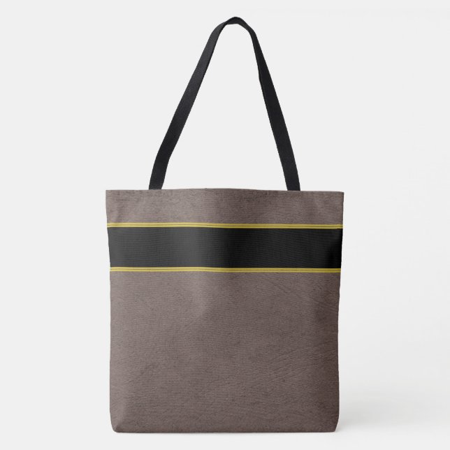 Profesional Corporate Faux Leather Gold Stripe Tote Bag (Front)