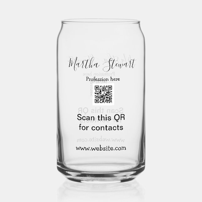 Profession add QR code details website company bus Can Glass (Front)