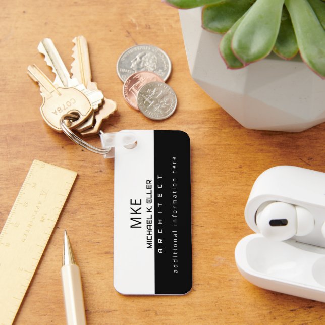 Profession Architect Half-Black Half-White Custom Key Ring (Desk)