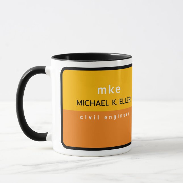 Profession Engineer Yellow Coffee Mug with Name (Left)