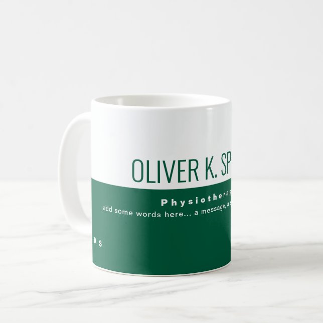 Profession half-hunter-green half-white  coffee mug (Front Left)