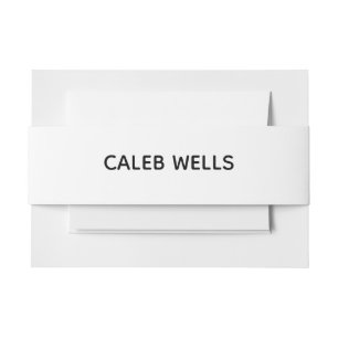 Profession Plain Simple White Attractive Invitation Belly Band