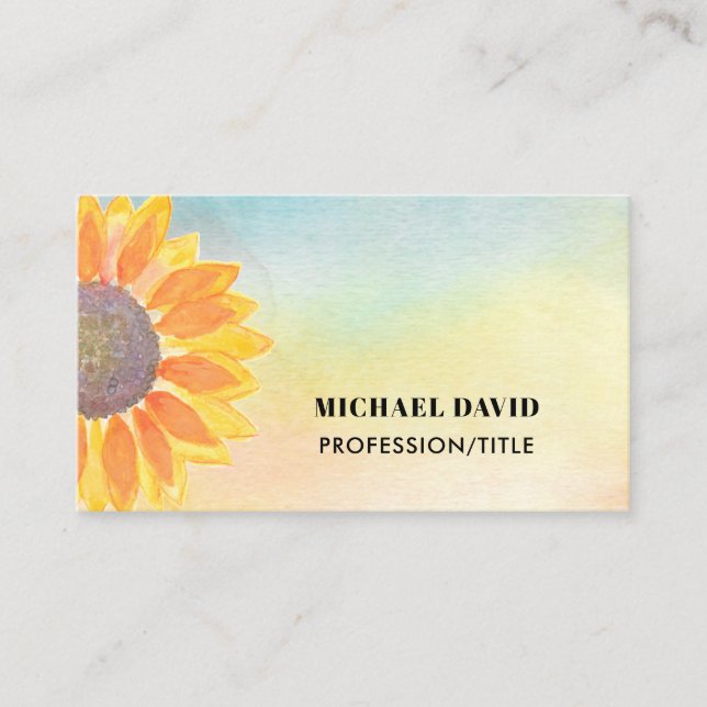 Profession/Title Watercolor Floral Business Card (Front)