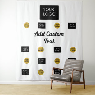 Professional 2 Custom Business Logo Backdrop Tapestry