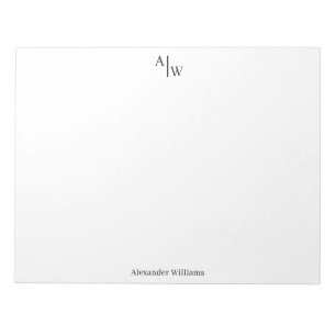 Professional 2 Monogram Simple Minimalist Black Notepad
