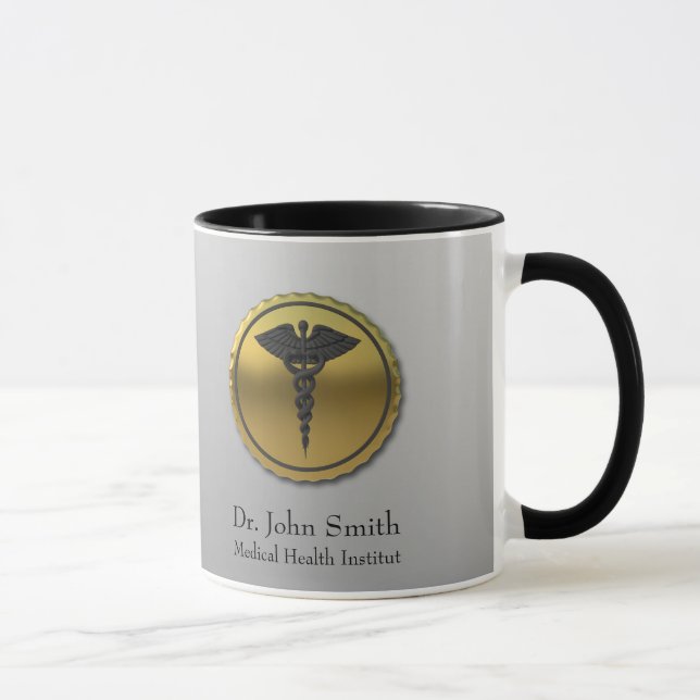 Professional 3D Gold Caduceus Emblem Medical Mug (Right)