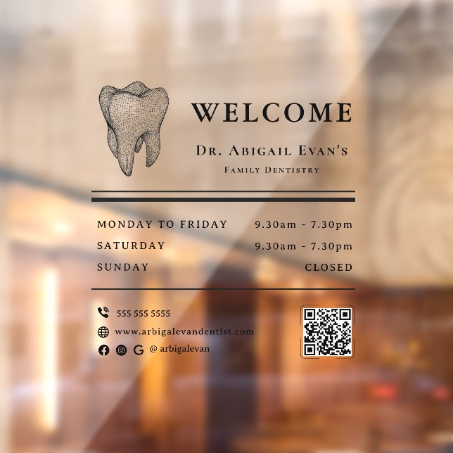 Professional 3D Tooth Icon Dentist Opening Hours Window Cling (Sheet 2)