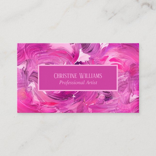 Professional Abstract Art Modern Purple Pink Business Card (Front)