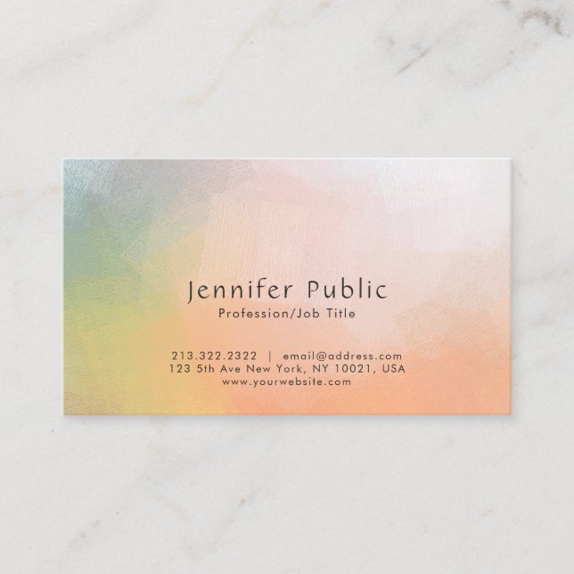 Professional Abstract Art Plain Modern Elegant Business Card (Front)