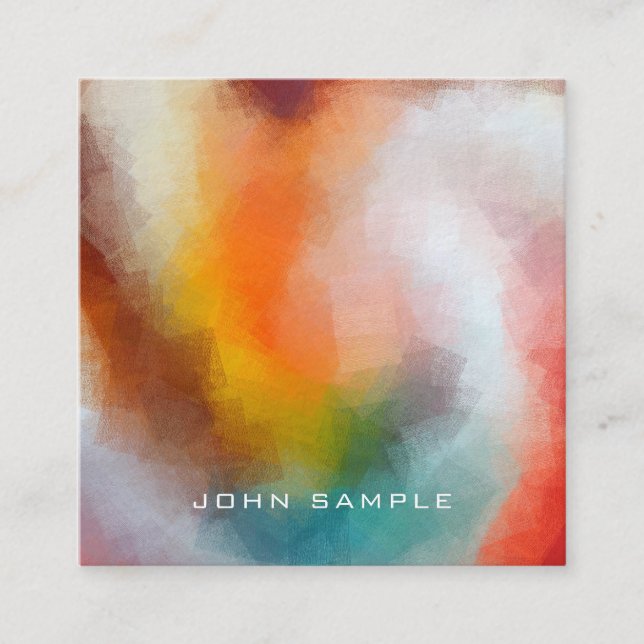 Professional Abstract Art Premium Thick Luxury Square Business Card (Front)