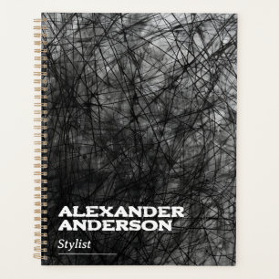 Professional Abstract Minimal Black Scribble  Planner