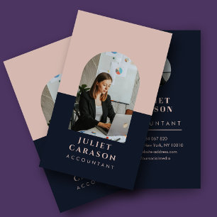 Professional Accountant Arch Photo Blush Pink Business Card