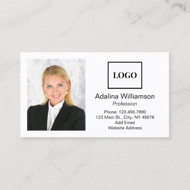 Professional Add Logo and Photo Business Card (Front)
