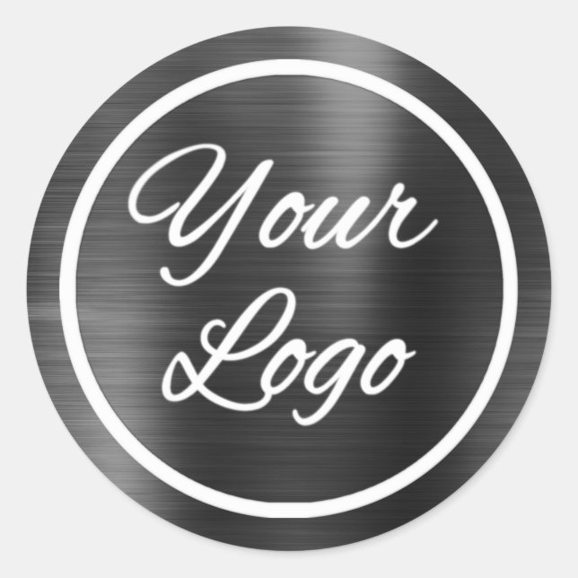 Professional Add Logo Black Grey Metal Steel Classic Round Sticker (Front)