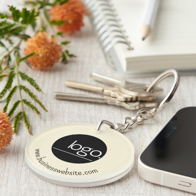 PROFESSIONAL ADD OWN LOGO CREAM BUSINESS MERCH KEY RING (Front Right)