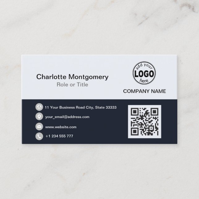 Professional add your Logo QR Code Photo Custom Bu Business Card (Front)
