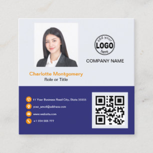 Professional add your Logo QR Code Photo Custom Sq Square Business Card