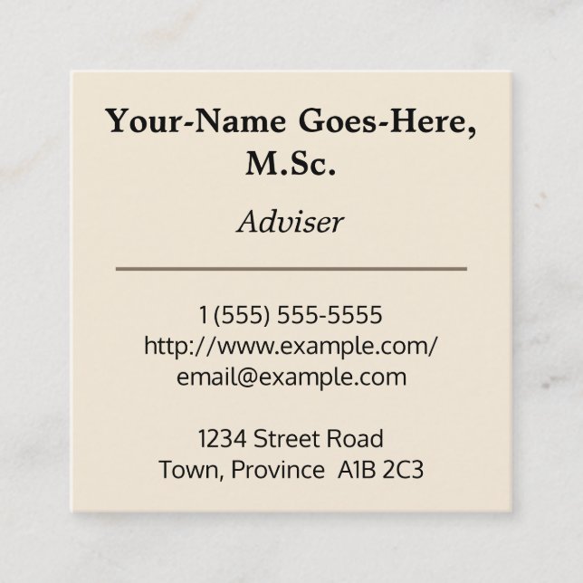 Professional Adviser Business Card (Front)