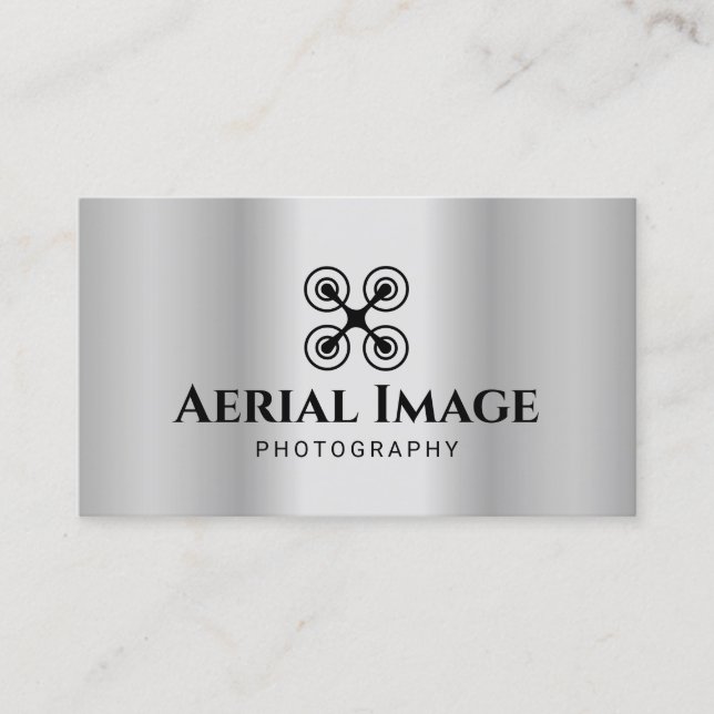 Professional Aerial Drone Photography Faux Metal Business Card (Front)