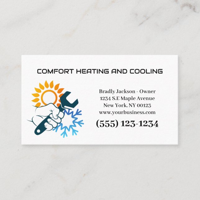 Professional Air Conditioning Heating Service Business Card (Front)