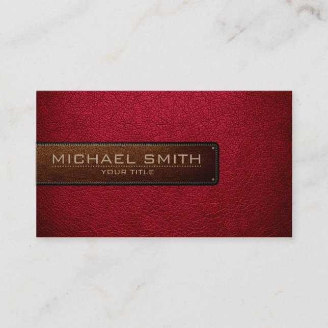 Professional Alabama crimson Leather Look Business Card (Front)
