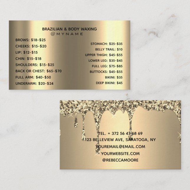 Professional and Chic for Brazilian & Body Waxing  Business Card (Front/Back)