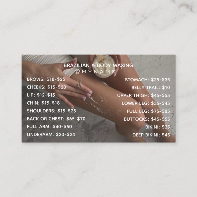 Professional and Chic for Brazilian & Body Waxing  Business Card (Front)