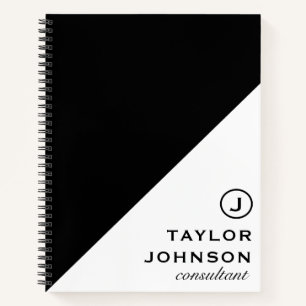 Professional And Stylish Black & White Monogram Notebook