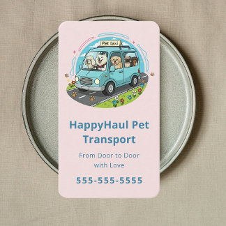 Professional Animal Transport Pet Taxi Chauffeur Business Card
