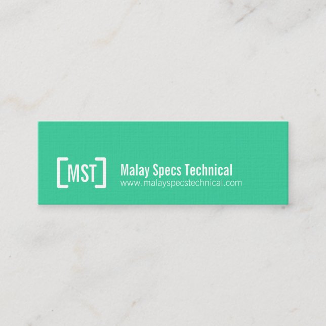 Professional aqua green & white slim business card (Front)