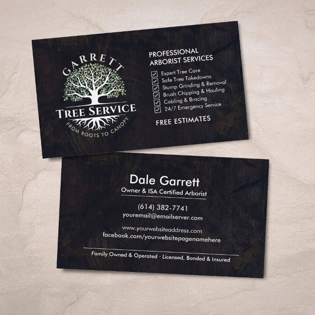 Professional Arborist Tree Surgeon Services Business Card (Creator Uploaded)
