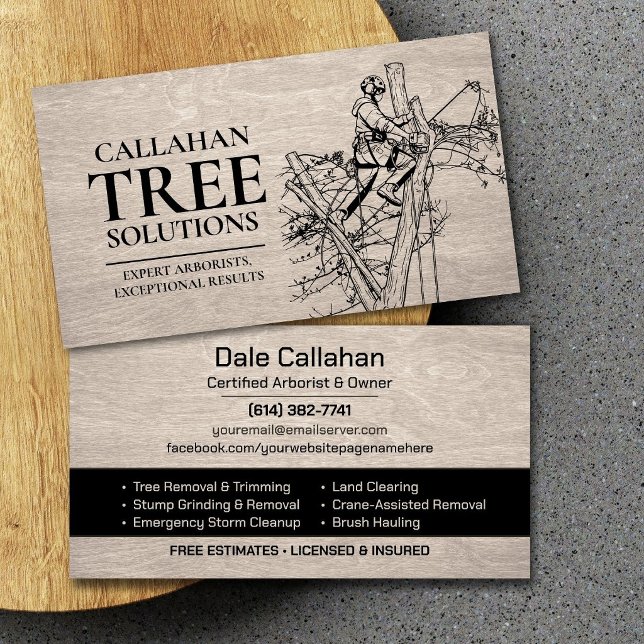 Professional Arborist Tree Surgeon Services Business Card (Creator Uploaded)