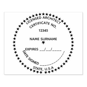 Professional architect licensed registered round rubber stamp