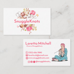 Professional Artistic Beautiful Knitting Pink Cute Business Card