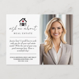 Professional Ask Me About Real Estate Promotional Postcard