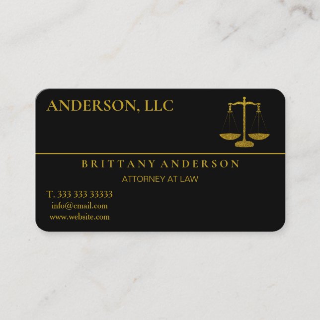Professional Attorney at Law Black Scale Business Card (Front)