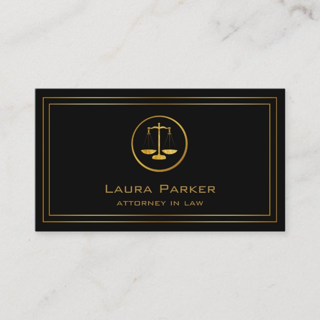 Professional Attorney At Law Classic Gold Scale Business Card (Front)