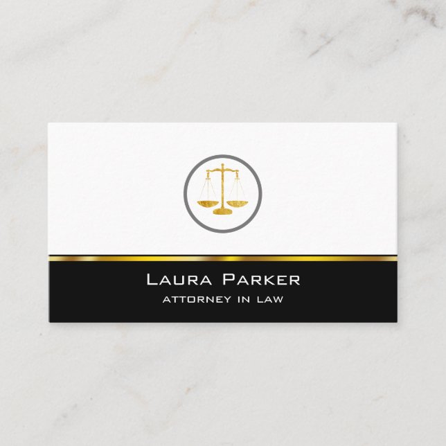Professional Attorney At Law Classic Gold Scale Business Card (Front)