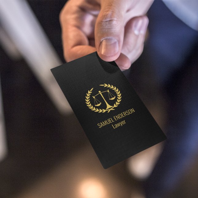 Professional Attorney at Law Lawyer Black & Gold Business Card (Creator Uploaded)
