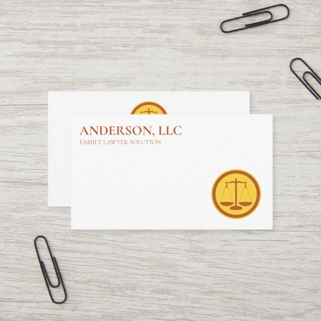 Professional Attorney at Law Scale Business Card (Front/Back In Situ)