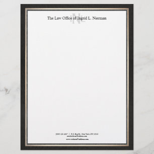 Professional Attorney Black White Gold Border Letterhead Design