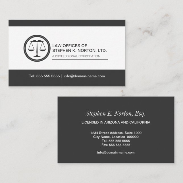 Professional Attorney Business Card (Front/Back)