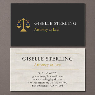 Professional Attorney Law Firm Linen Gold Business Card