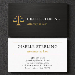 Professional Attorney Law Firm Metallic Black Gold Business Card