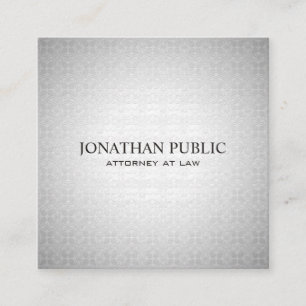 Professional Attorney Lawyer Elegant Silver Luxury Square Business Card